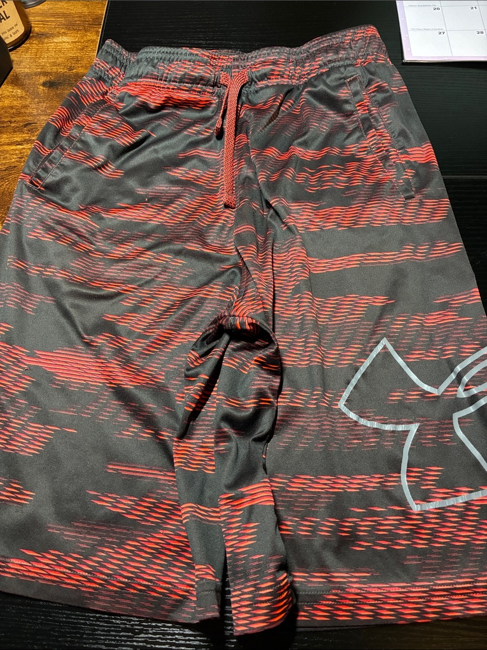 Under Armour Black and Red Boys' Athletic Shorts